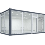 Double Space Modular Unit with 3 Glass Walls – Spacious, Modern, and Light-Filled Container Solution