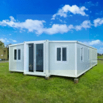 Modular Steel Tiny Home, 2 Bedrooms, 40ft Expandable, Portable Container House Kit with Windows, Doors, Sliders